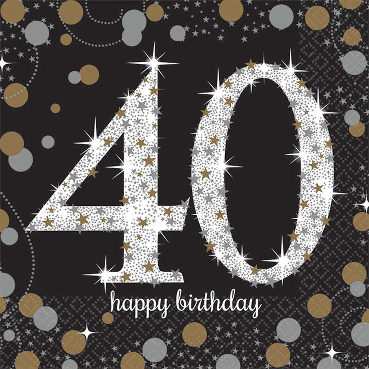 Sparkling Celebration Happy Birthday 40 Napkin 16ct