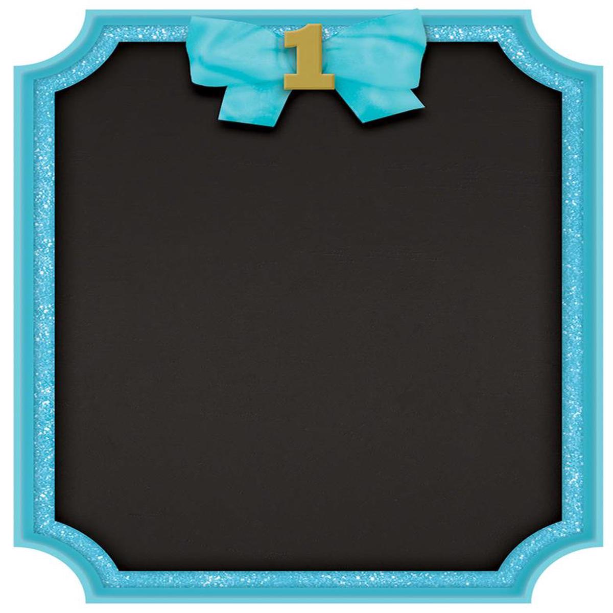 1st Birthday Sign Mdf Easel Glitter Blue