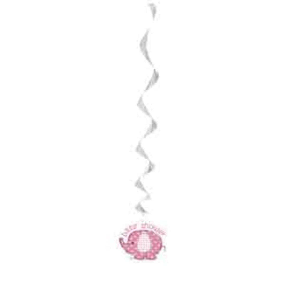 Umbrellaphants Pink Hanging 26 inch Swirl Decorations 3ct