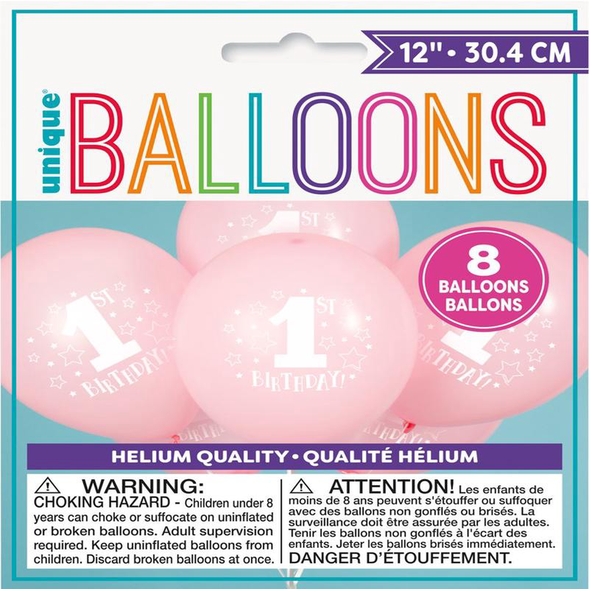 1st Birthday Star Balloon 12in 8ct 8211 Pin