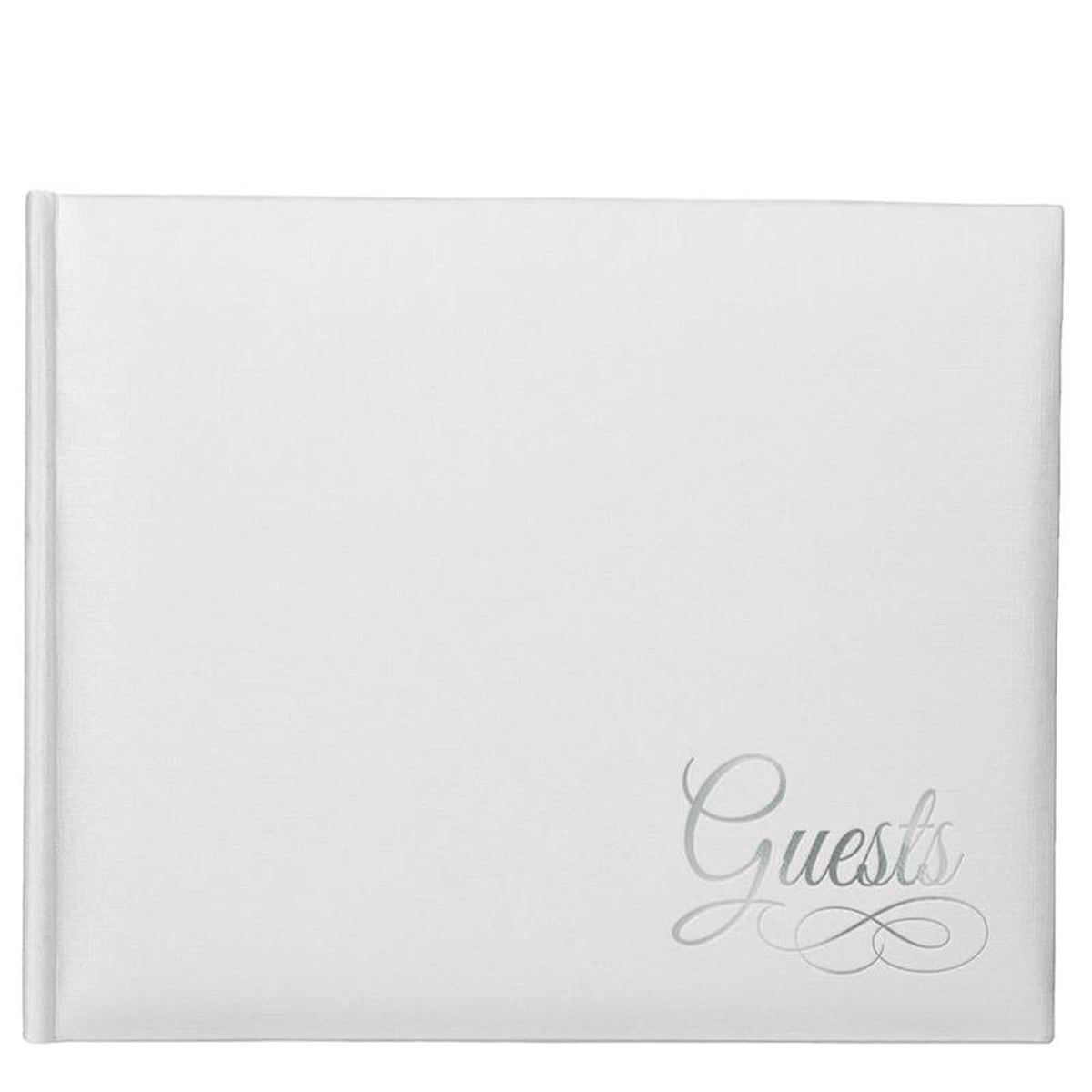 White Paper Guest Book with Silver Detail 1ct