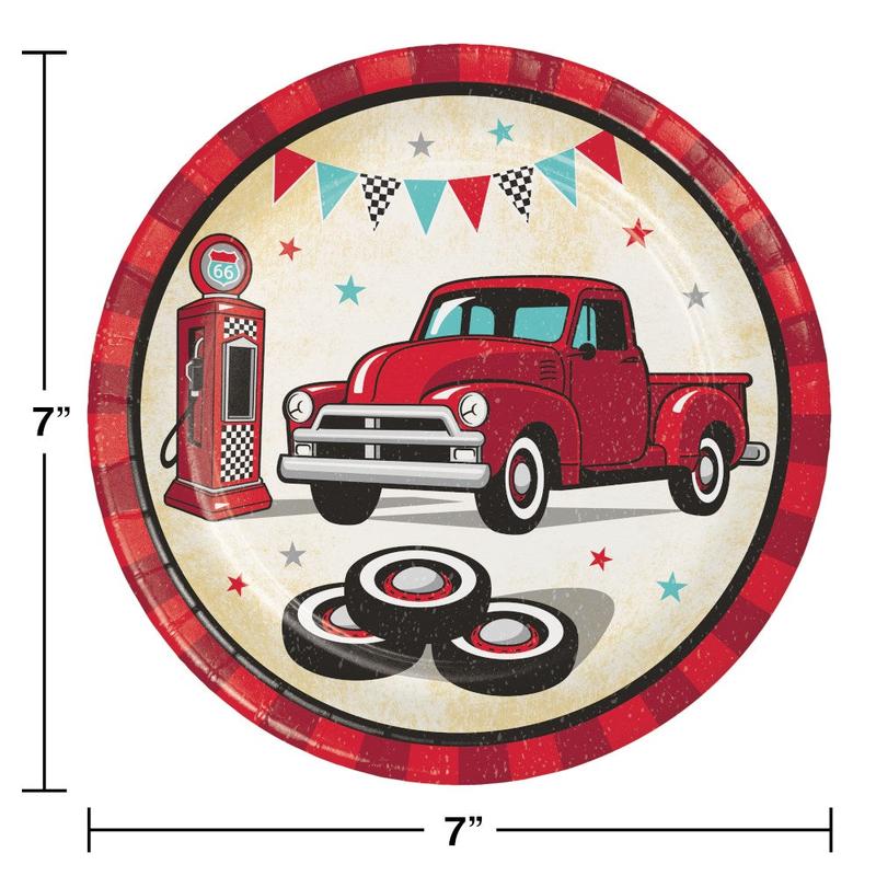 Vintage Red Truck 7in Plate 8ct
