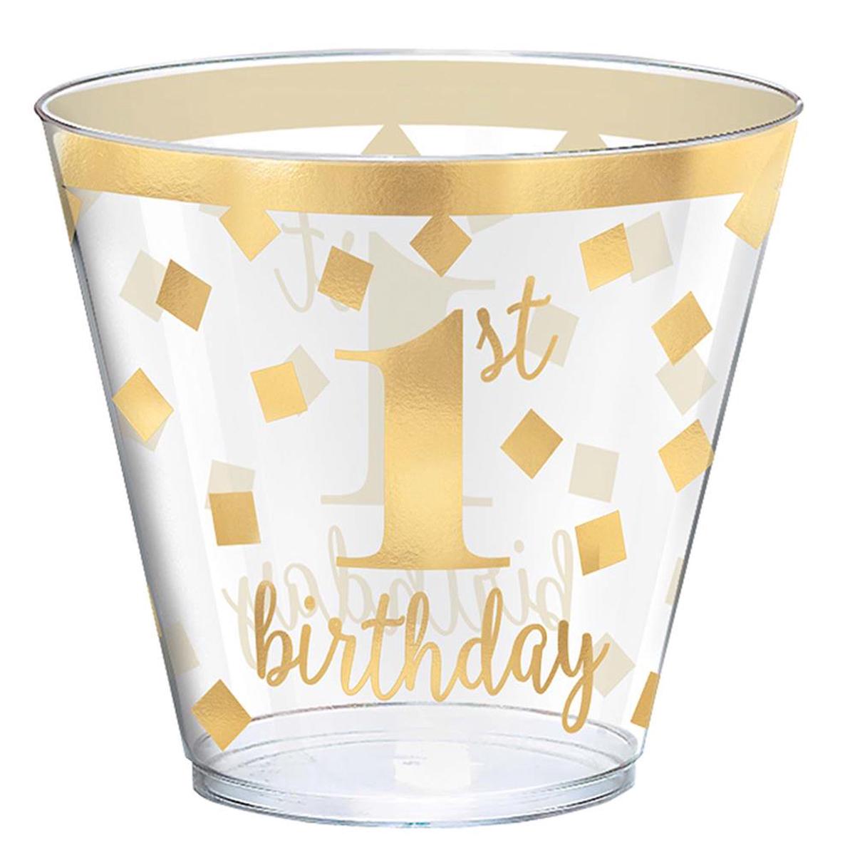 1st Birthday Gold Tumbler 9 ounce 30ct