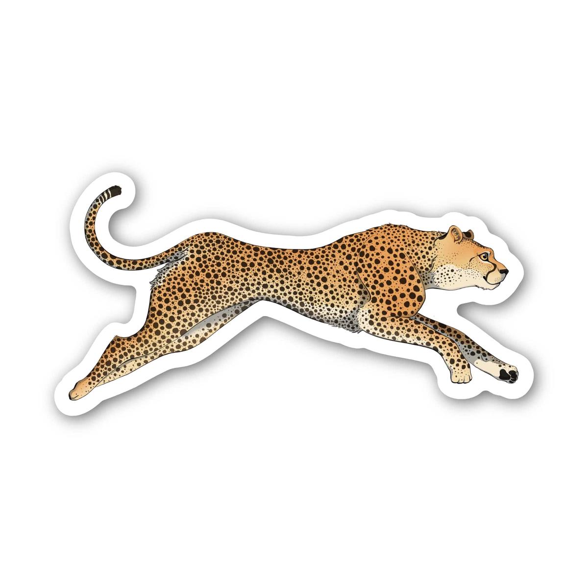 Cheetah Jumping Sticker