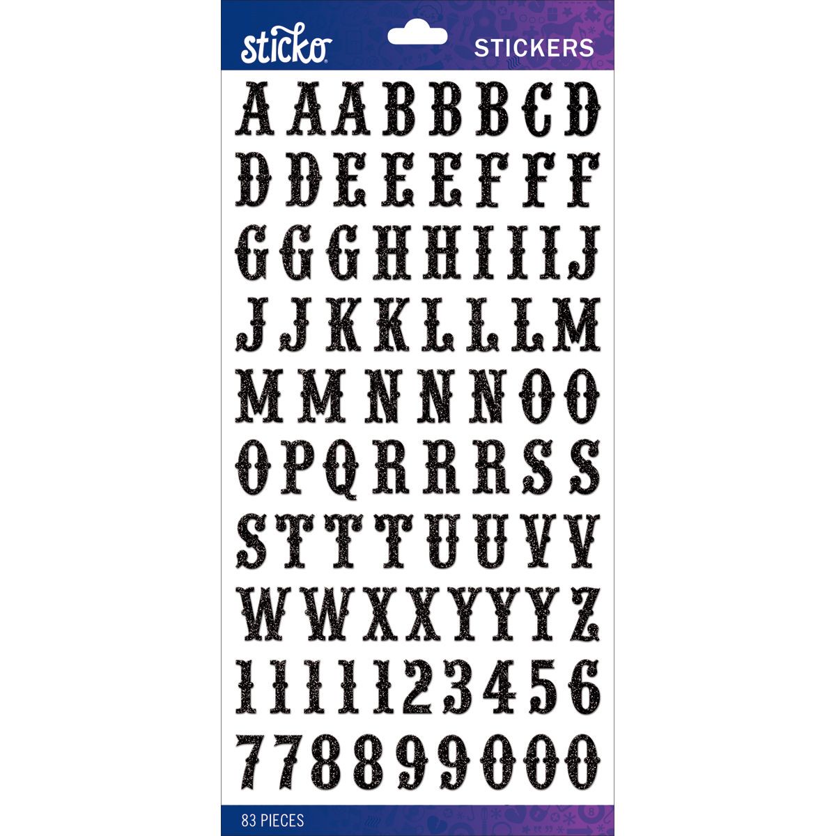 American Crafts Sticko Black Glitter Alphabet 83 Piece Sticker Pack