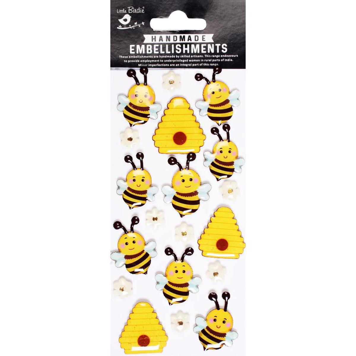 Little Birdie Resin Embellishments 19/Pkg Bee Colony