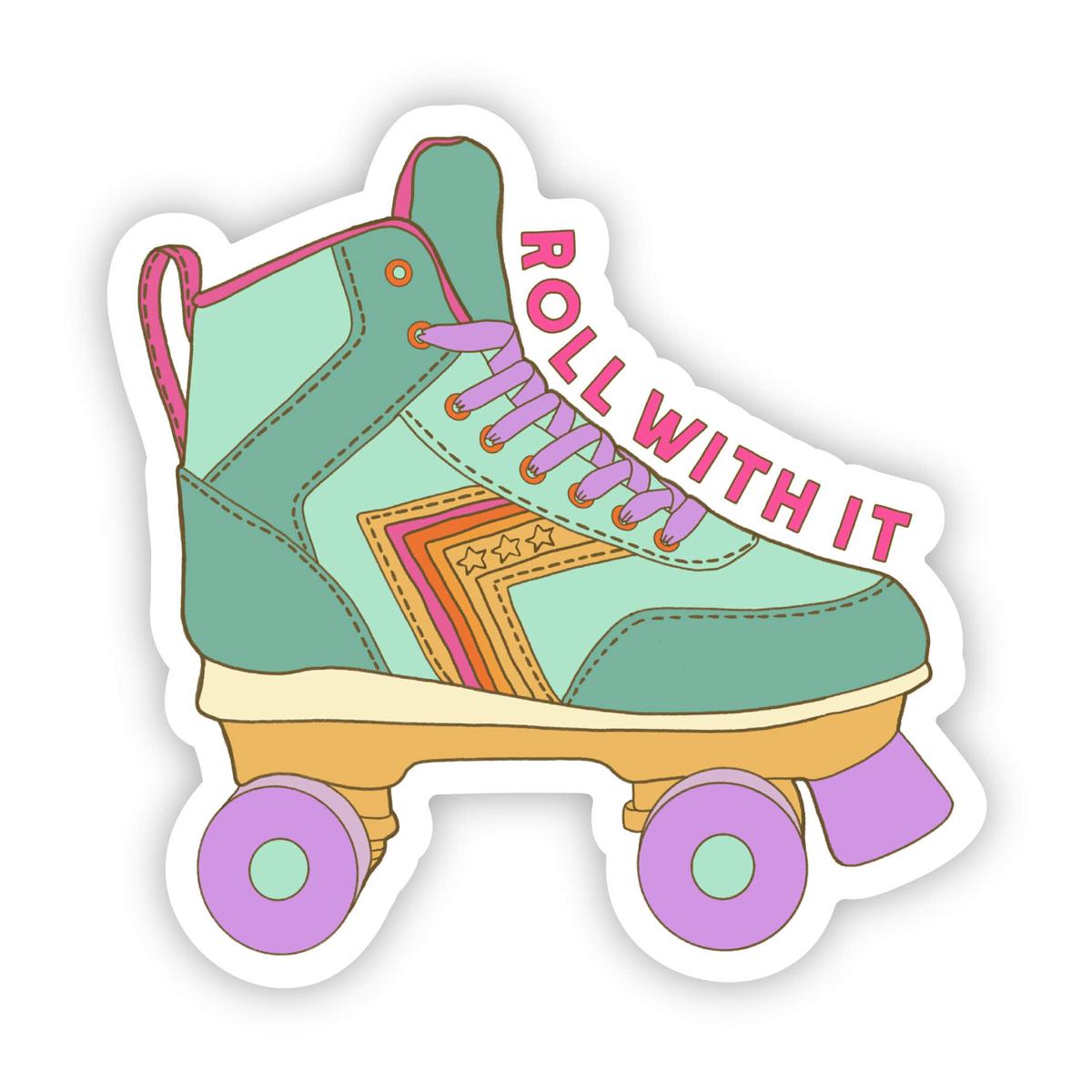 "Roll With It" Retro Skate Sticker