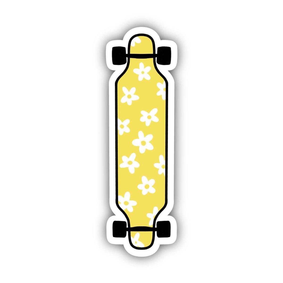 Yellow Floral Longboard Aesthetic Sticker
