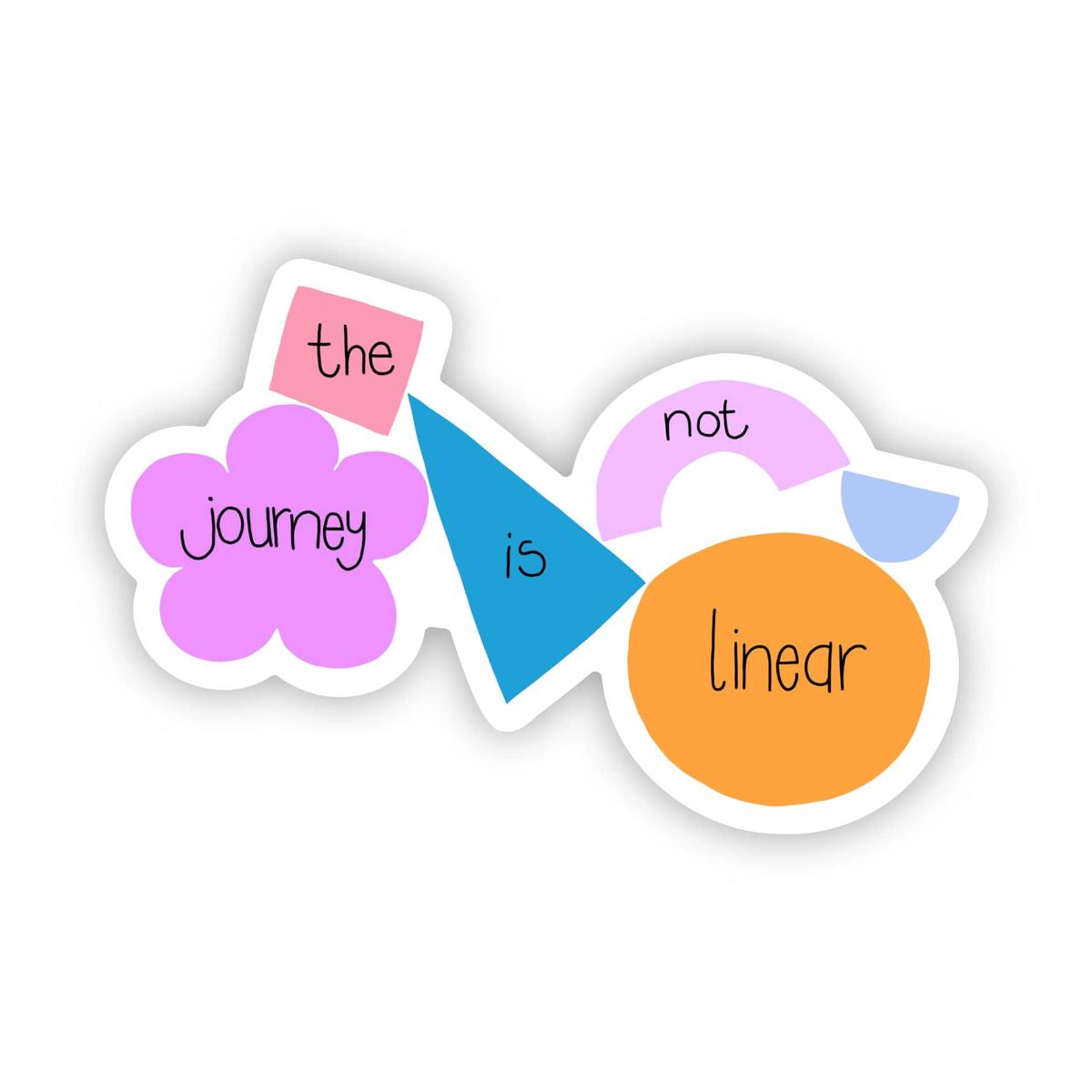 "The journey is not linear" sticker