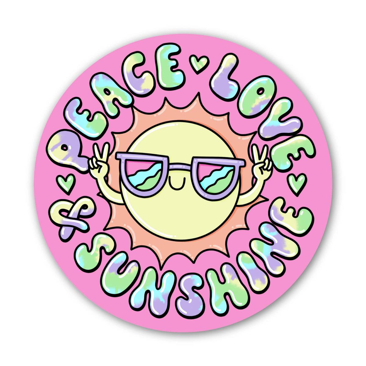 "Peace, love & sunshine" Badge Sticker