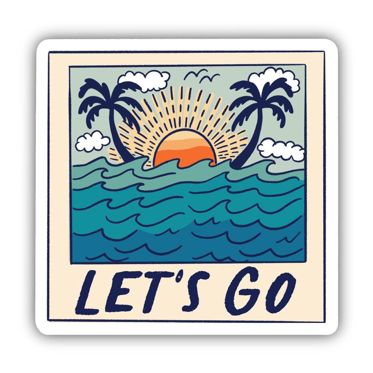 "Let's Go" Tropical Travel Sticker