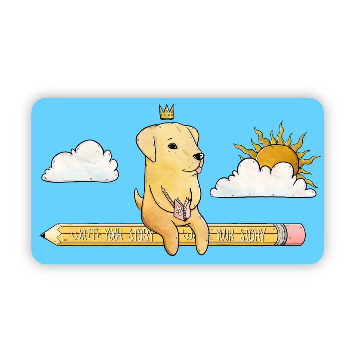 Write Your Story Blue Dog Sticker
