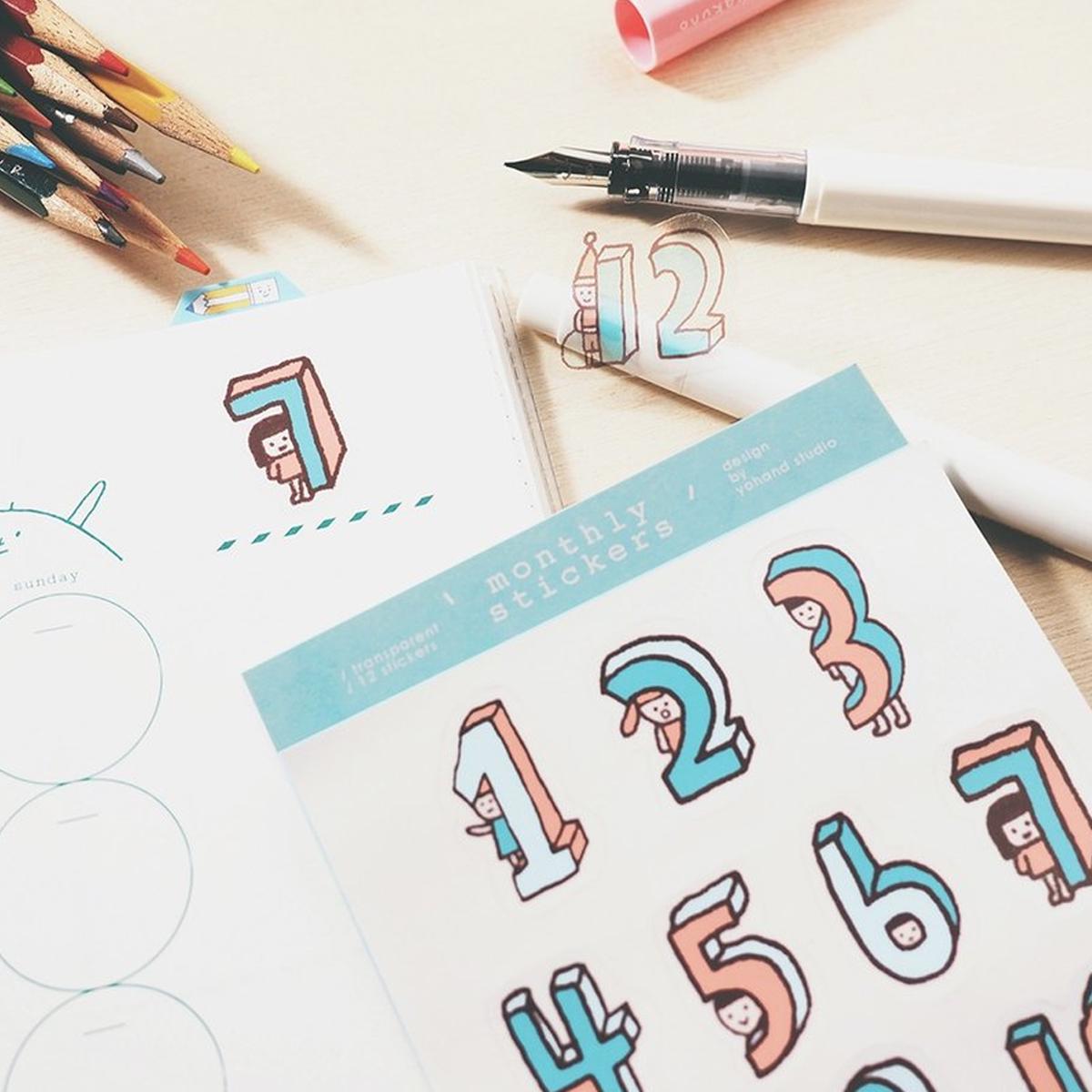 Yohand Studio Monthly Die Cut Tiny Stickers