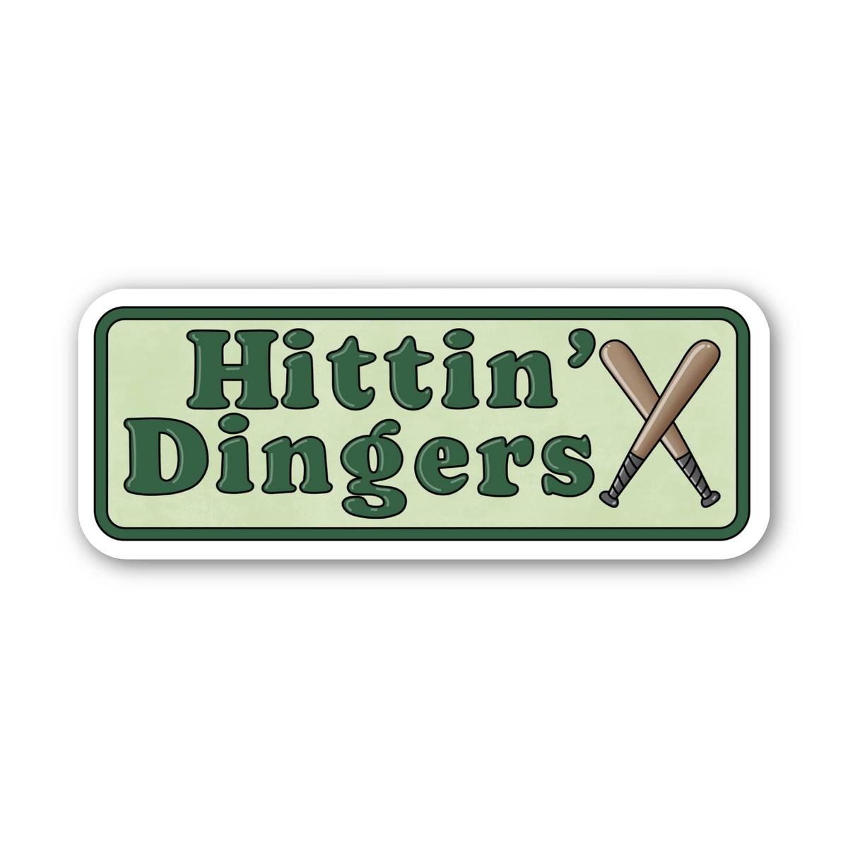 "Hittin' dingers" Green Baseball Sticker