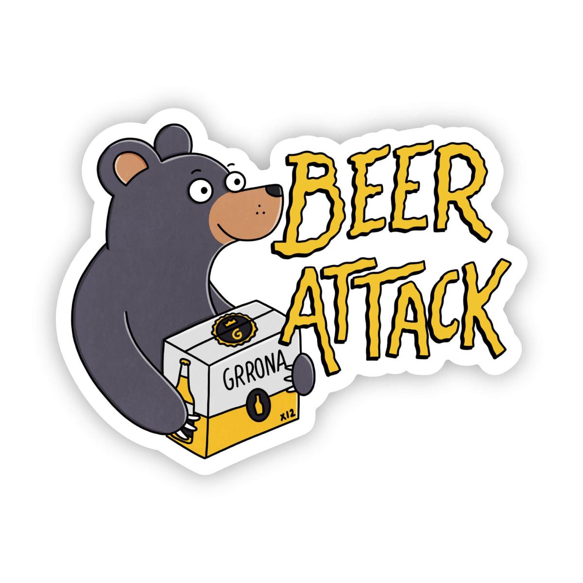 "beer attack" bear sticker