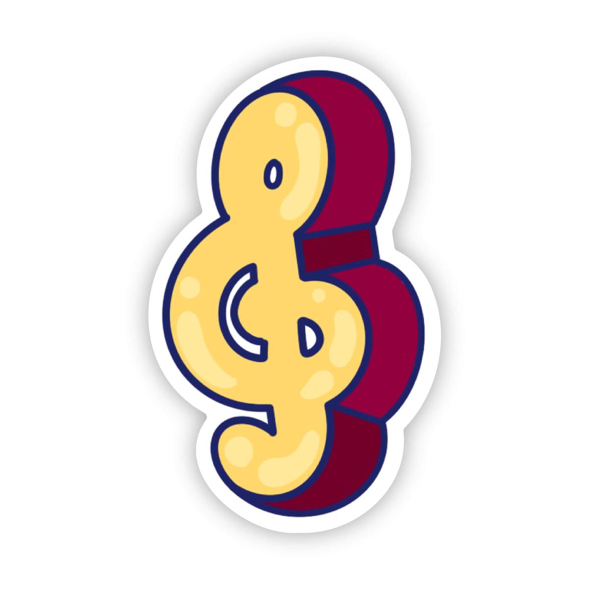 Yellow Treble Clef Sticker