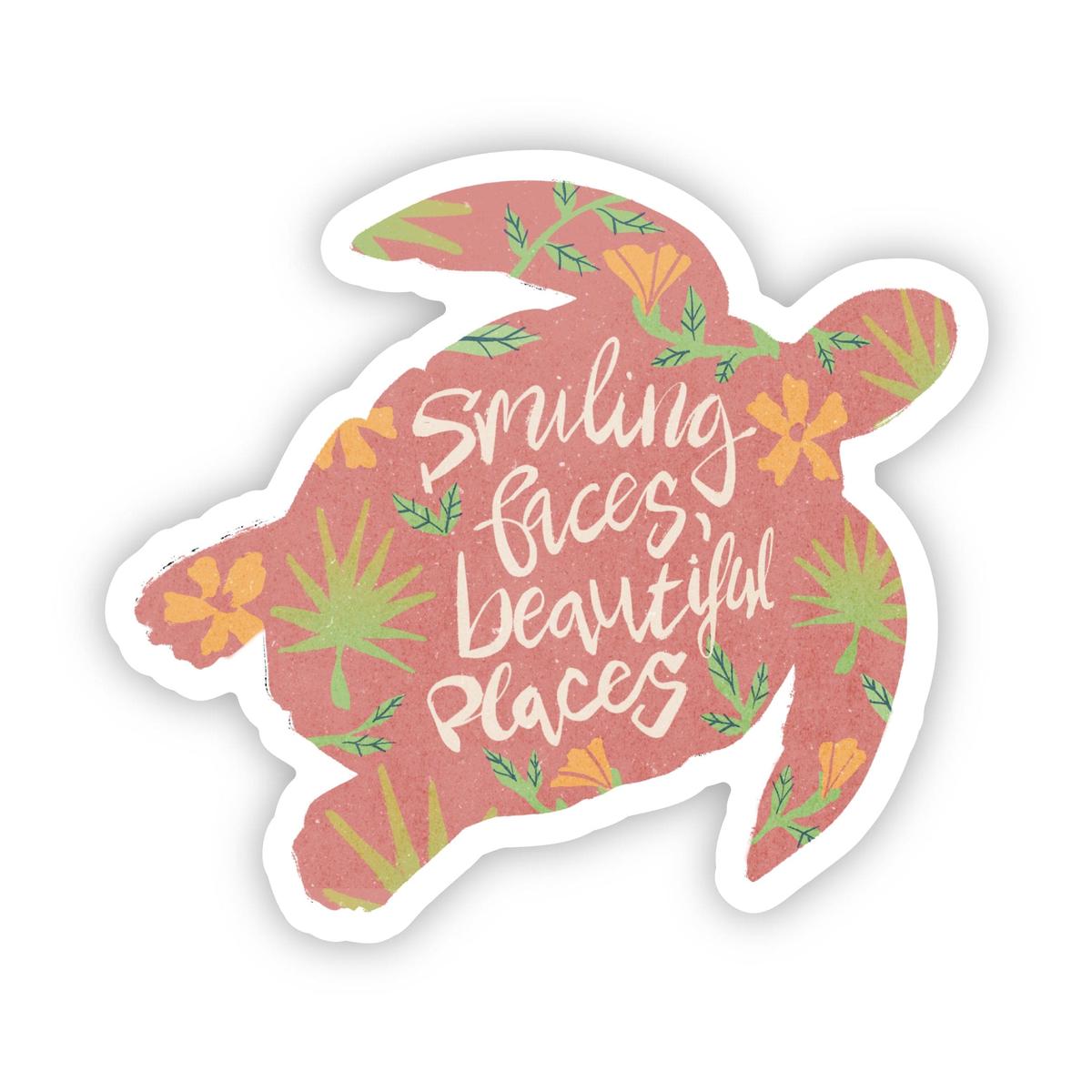 "Smiling faces beautiful places" South Carolina Turtle Sticker