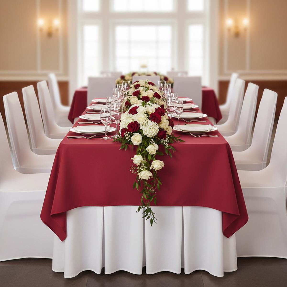 60"x120" Rectangular Premium Polyester Tablecloth - Apple Red