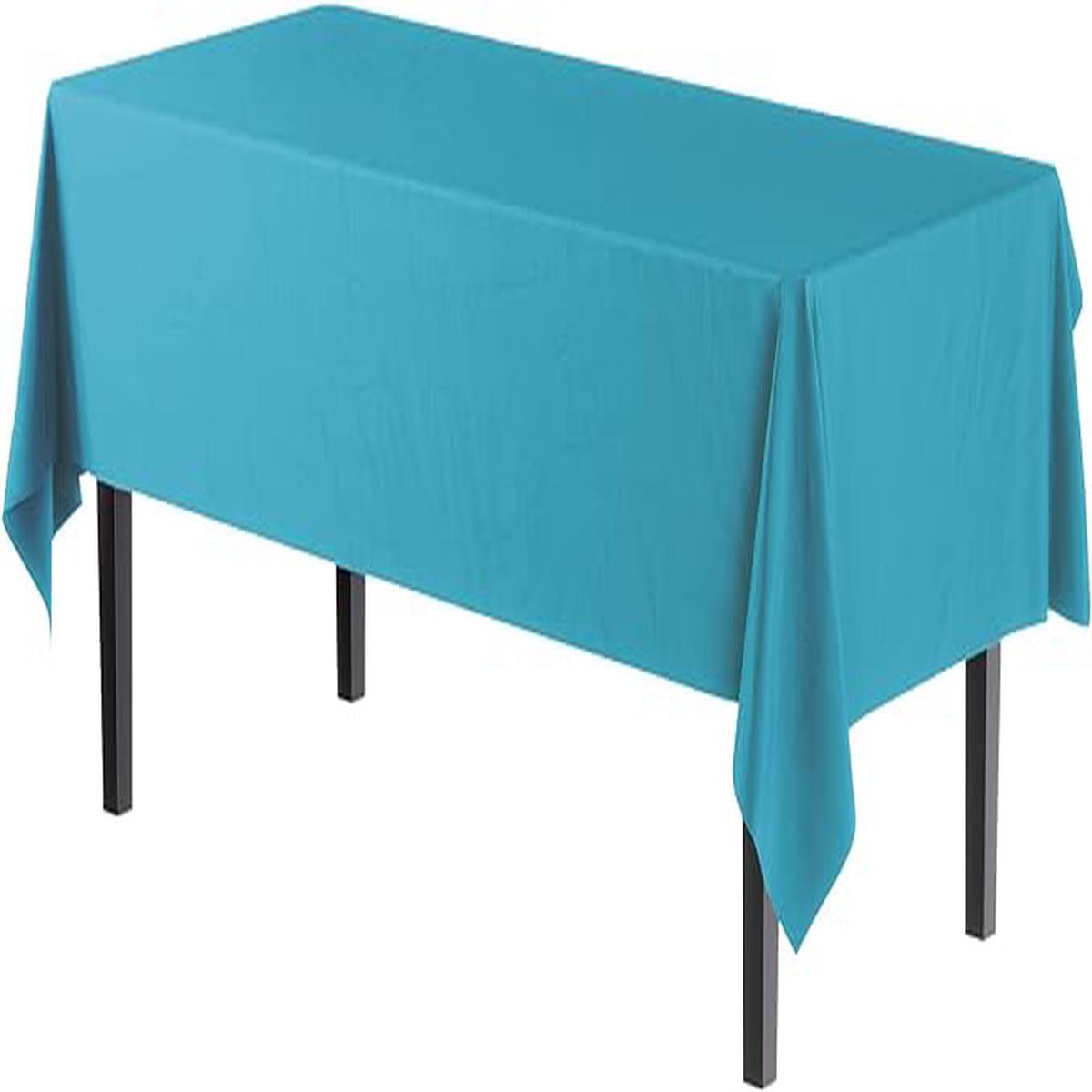 Turquoise Plastic Table Cover - 54 In. x 108 In.
