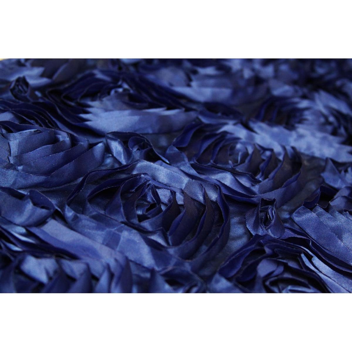 Wedding Rosette Satin 90"x156" rectangular Tablecloth - Navy Blue