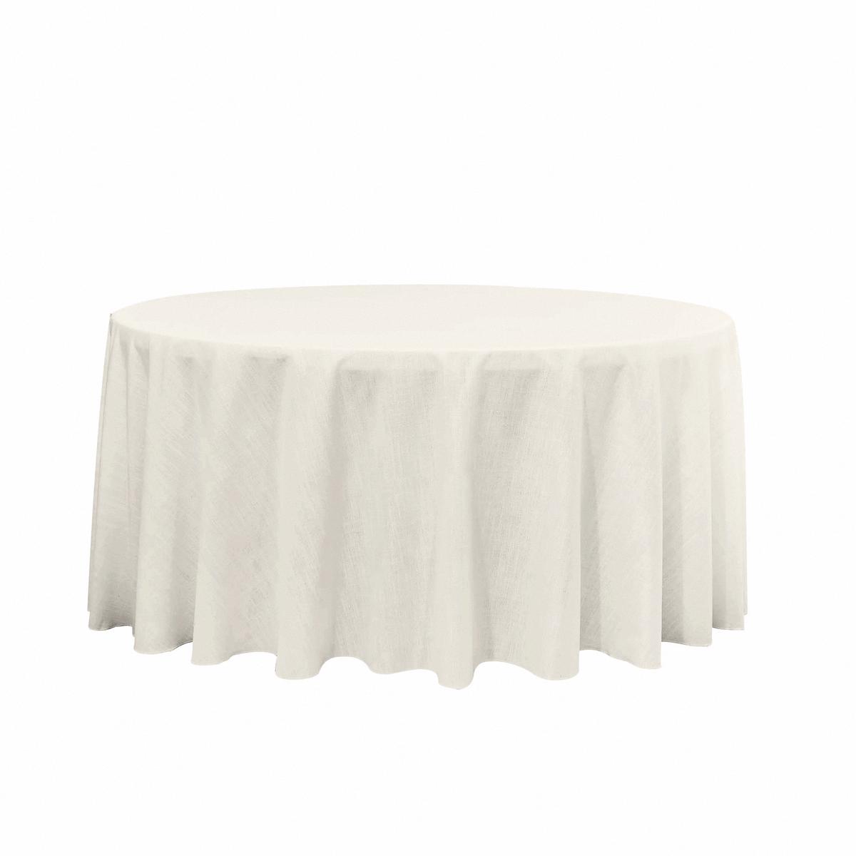 120" Round Premium Linen-Look Panama Weave Tablecloth - Light Ivory/Off White