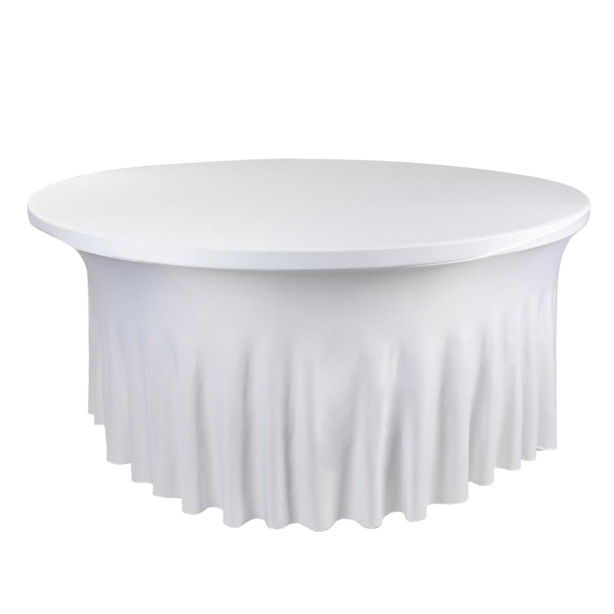 Wavy Spandex Table Cover 5ft Round - White