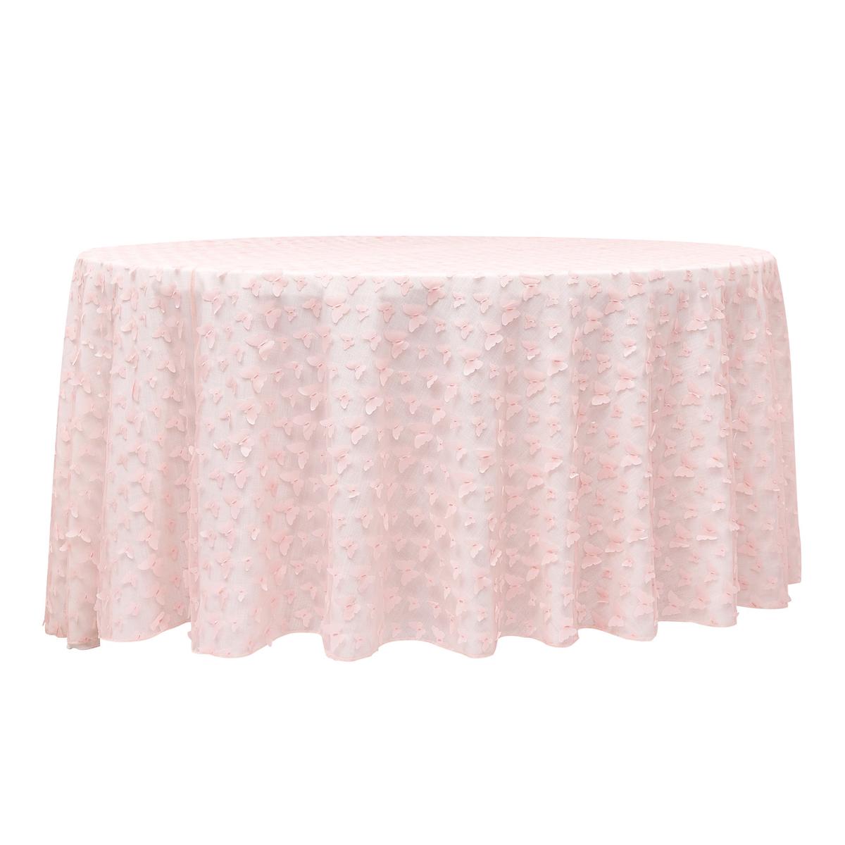 3D Butterfly Sheer Tablecloth  120" Round - Pink