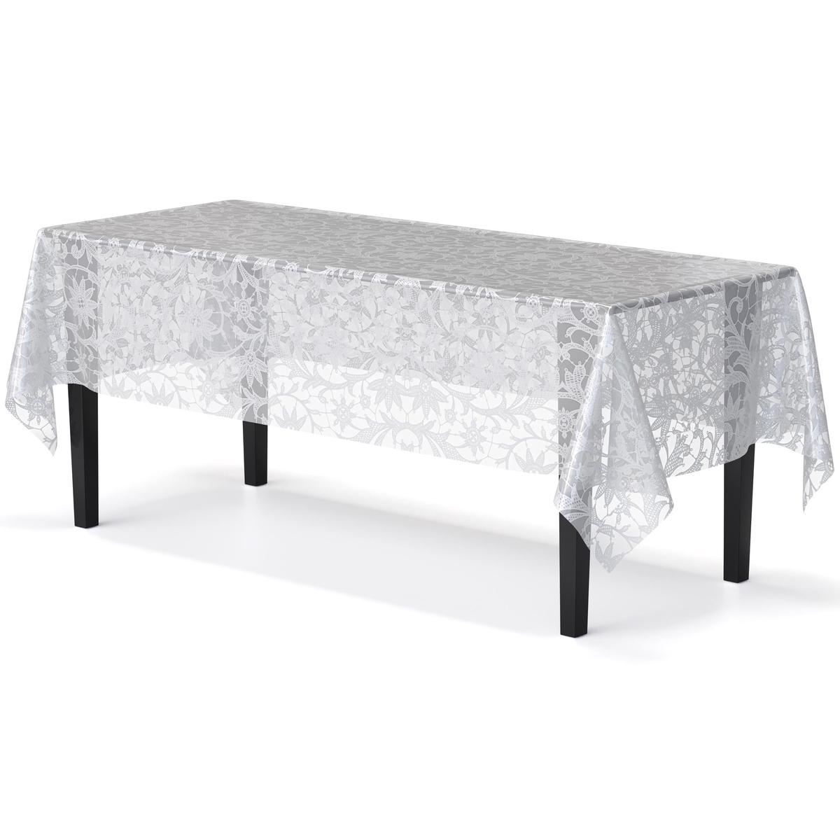 White Lace Plastic Table Cover | Case of 48 - 54 In. x 108 In.