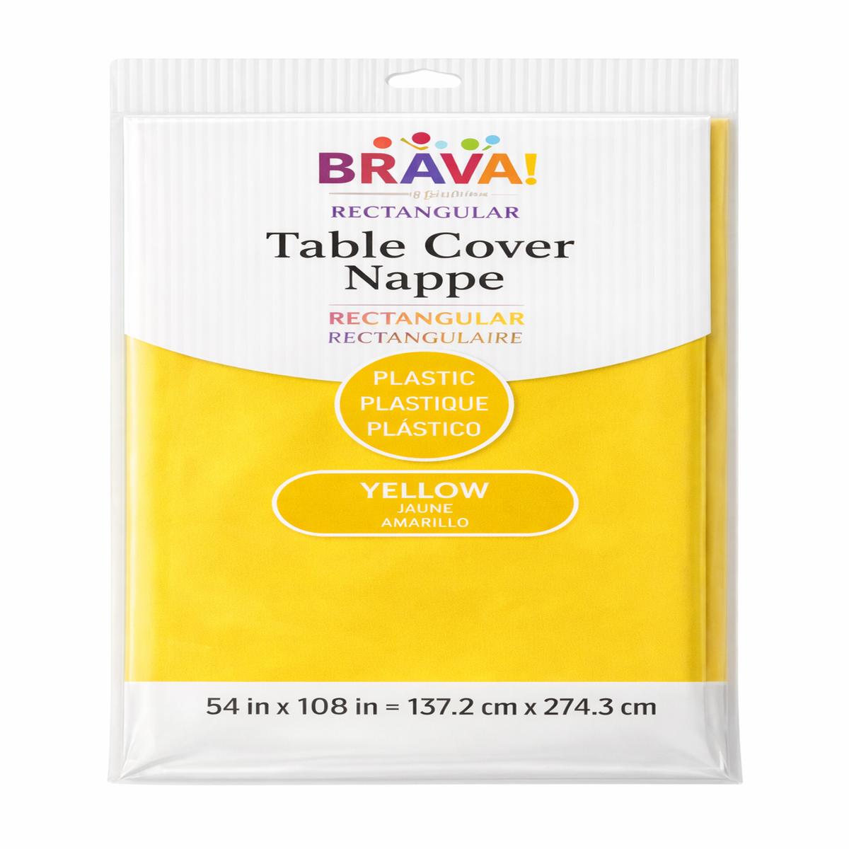Yellow Rectangular Plastic Table Cover - 54x108 inches