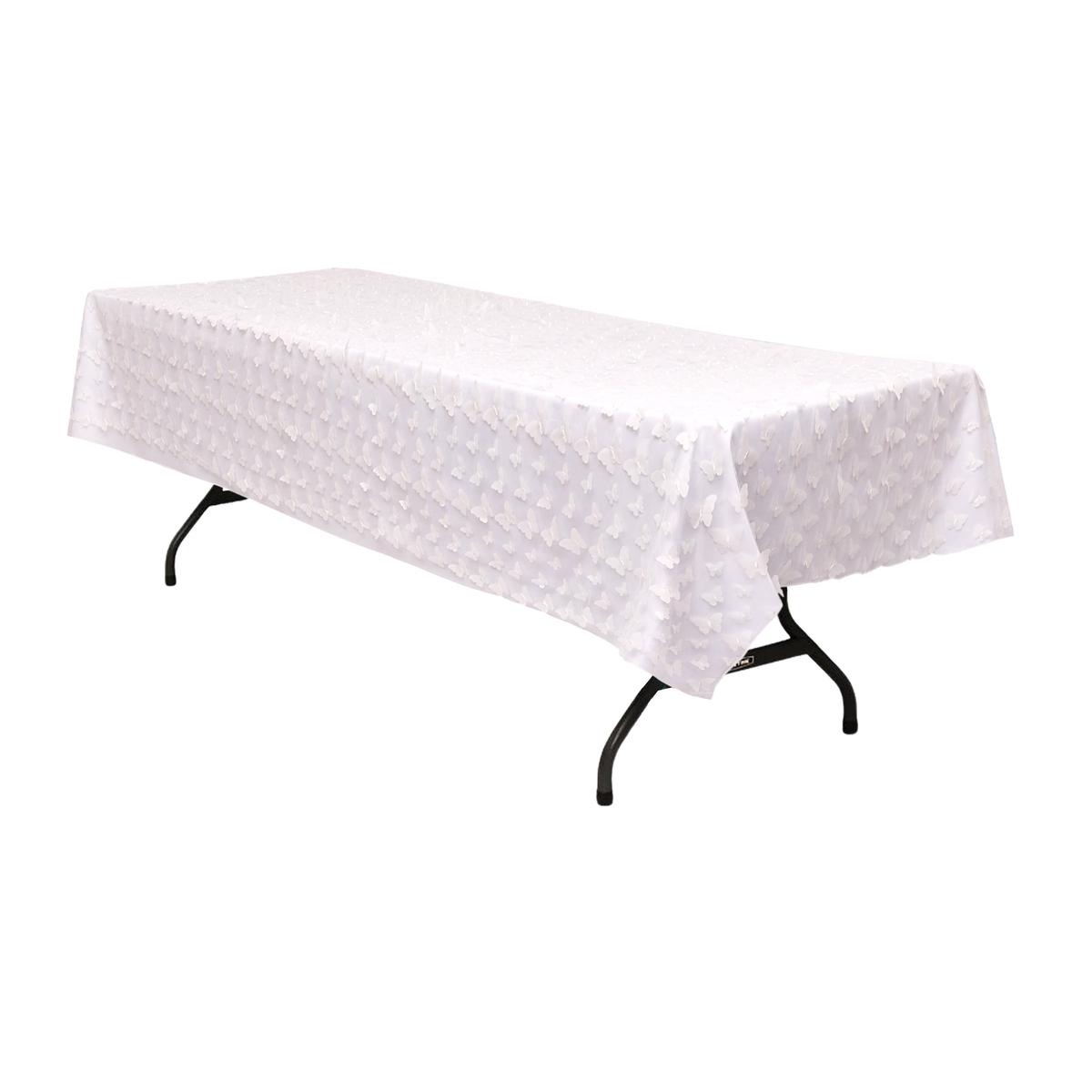 3D Butterfly Sheer Tablecloth  50"x102" Rectangular - White