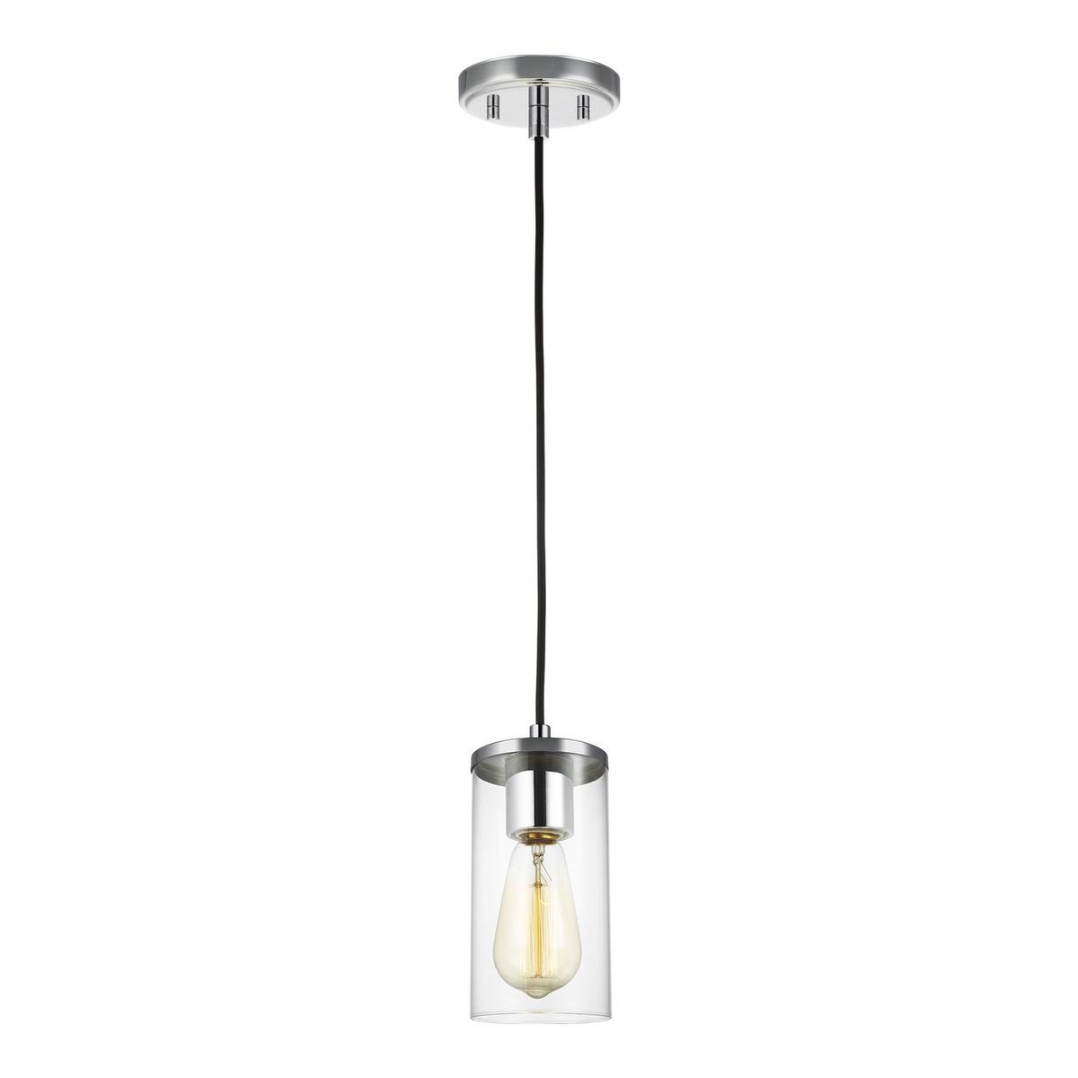 Zire 1-Light Mini-Pendant in Chrome with Clear Glass