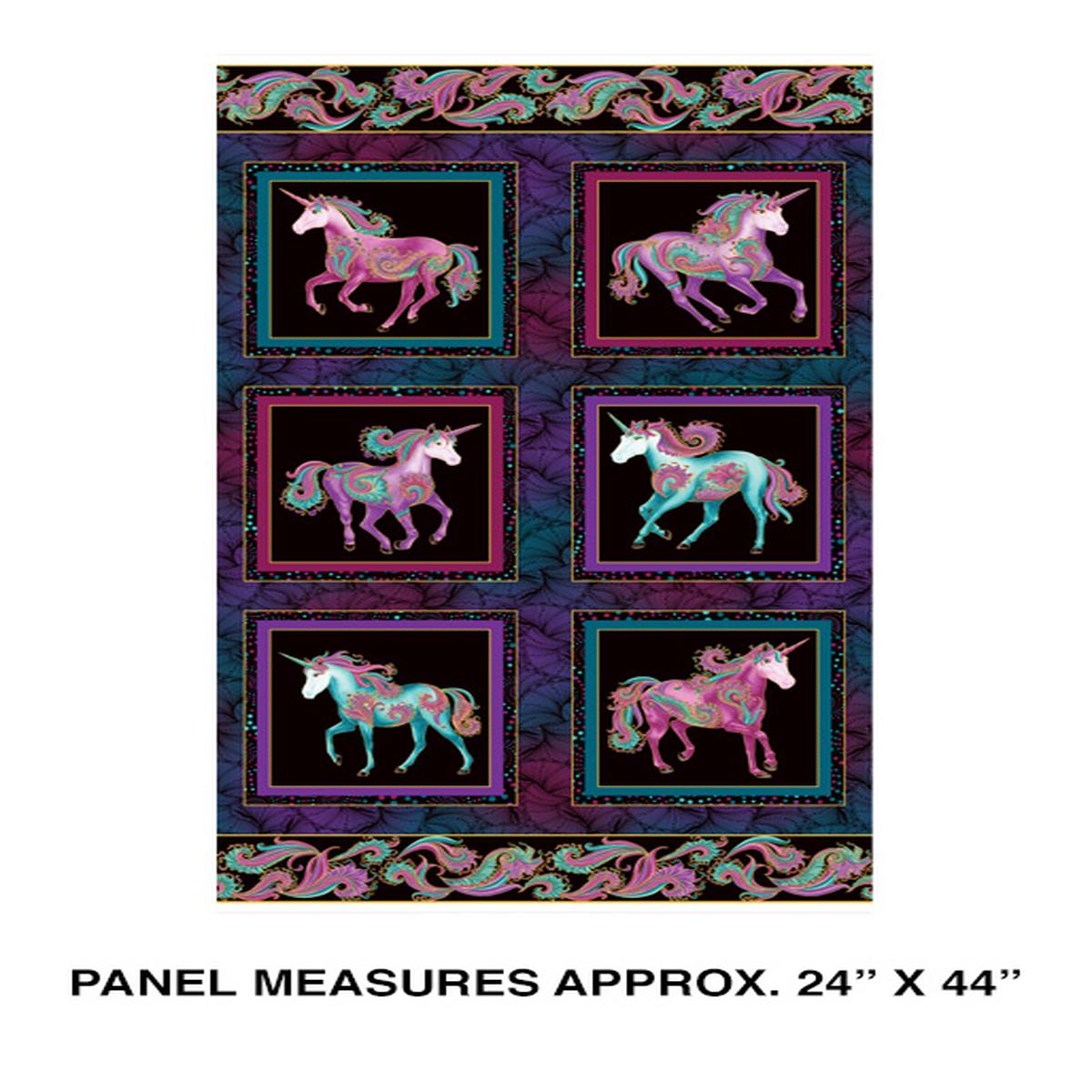 Believe in Unicorns Panel on Black with Metallic