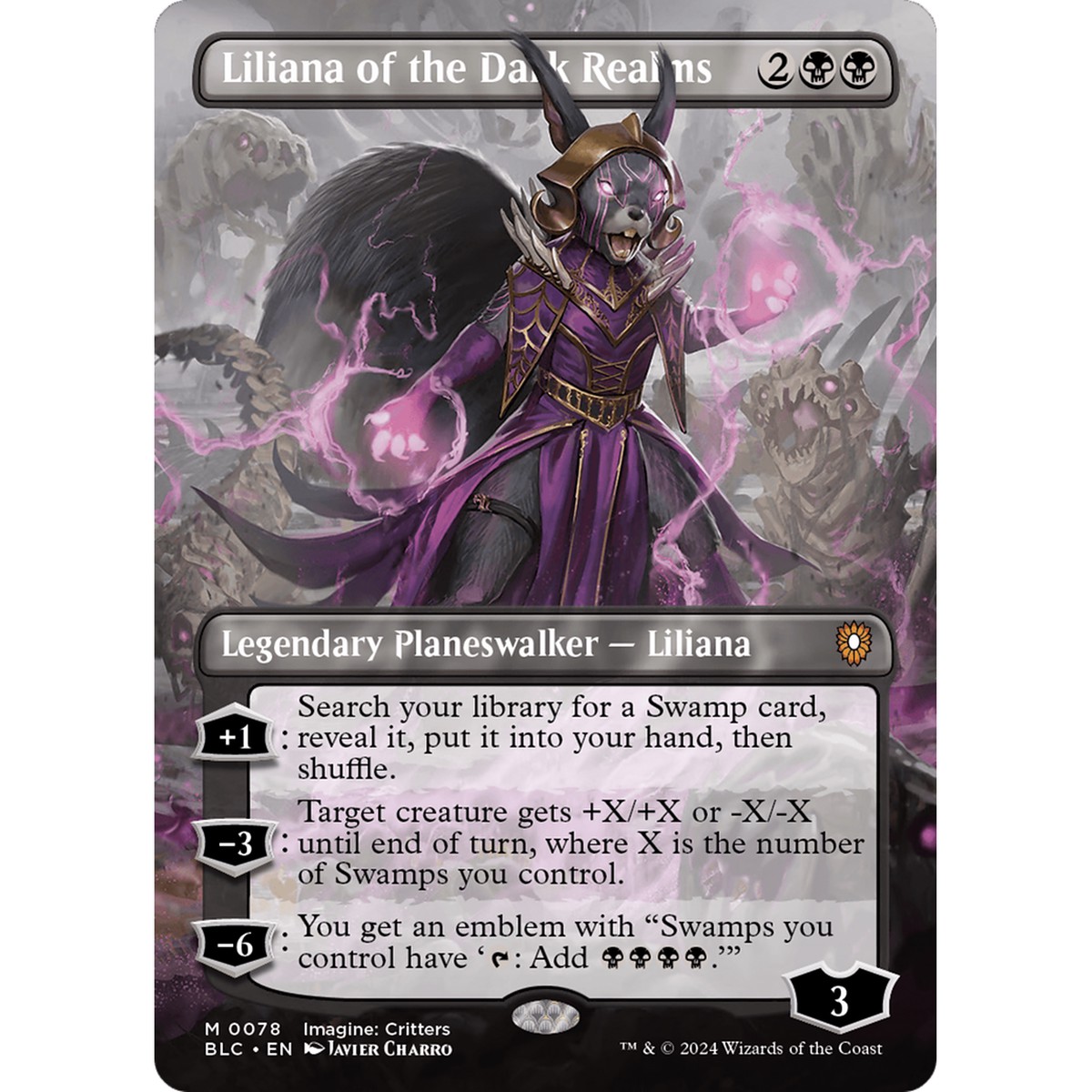 Liliana of the Dark Realms (BLC-078) - Bloomburrow Commander (Borderless) Foil